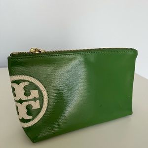 Authentic Tory Burch pouch green with white